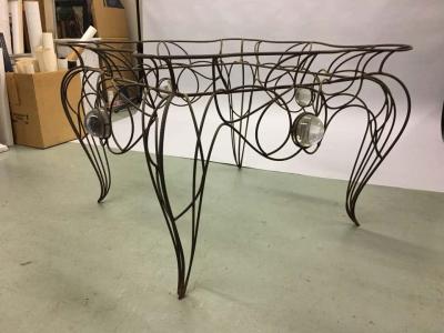 Andr Dubreuil Unique Centre Table Console in Wrought Iron and Glass by Andre Dubreuil 1986