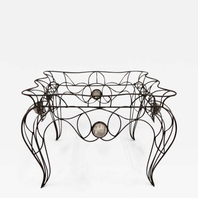 Andr Dubreuil Unique Centre Table Console in Wrought Iron and Glass by Andre Dubreuil 1986