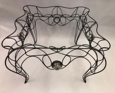 Andr Dubreuil Unique Handwrought Iron Crystal Center or Dining Table by Andre Dubreuil 1986