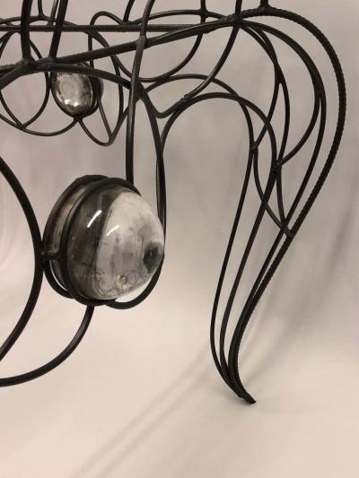 Andr Dubreuil Unique Handwrought Iron Crystal Center or Dining Table by Andre Dubreuil 1986