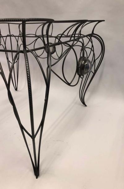 Andr Dubreuil Unique Handwrought Iron Crystal Center or Dining Table by Andre Dubreuil 1986