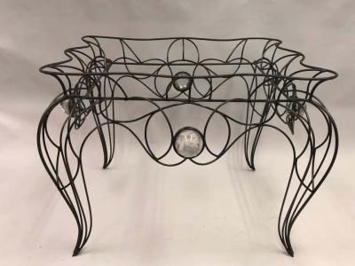 Andr Dubreuil Unique Handwrought Iron Crystal Center or Dining Table by Andre Dubreuil 1986
