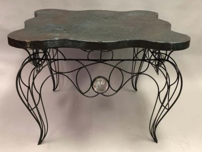 Andr Dubreuil Unique Handwrought Iron Crystal Center or Dining Table by Andre Dubreuil 1986