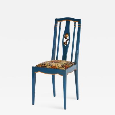 Andr Groult A Blue and Orange Lacquered and Gilt Wood Side Chair