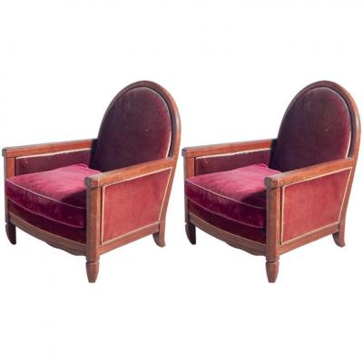 Andr Groult Andre Groult Pair of Club Chairs