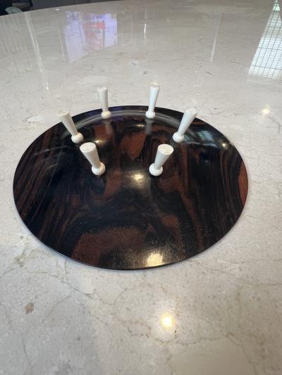 Andr Groult MODERNIST ART DECO MACASSAR AND BONE PEG LEG COMPOTE