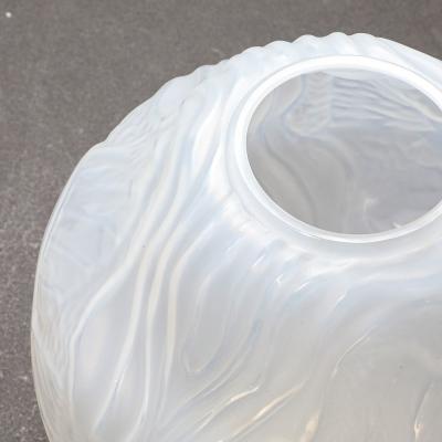Andr Hunebelle Art Deco Molded Frosted Glass Vase with Aquatic Motif by Andr Hunebelle
