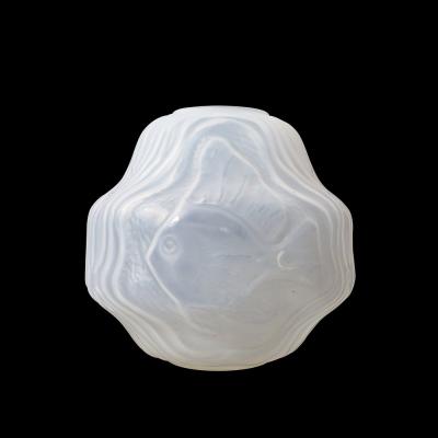 Andr Hunebelle Art Deco Molded Frosted Glass Vase with Aquatic Motif by Andr Hunebelle