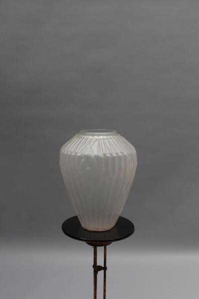 Andr Hunebelle Fine French 1930s Frosted Glass Roseaux Vase by Andr Hunebelle