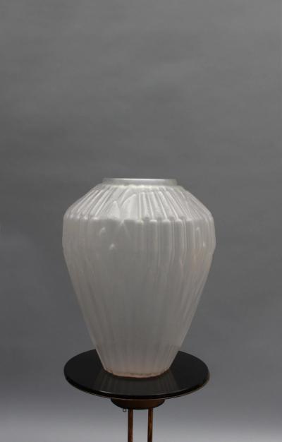 Andr Hunebelle Fine French 1930s Frosted Glass Roseaux Vase by Andr Hunebelle
