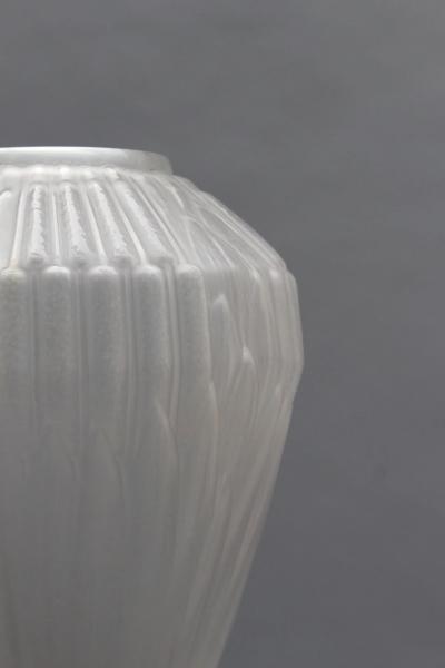 Andr Hunebelle Fine French 1930s Frosted Glass Roseaux Vase by Andr Hunebelle