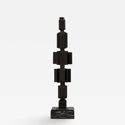 Andr Pailler Andr Pailler Abstract Sculpture in Black Wood on Marble France 1970s