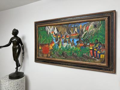 Andr Pierre Haitian Vodou Ceremony with Headless Man Original Artwork Signed