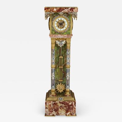 Andr Romain Guilmet French Renaissance style gilt bronze and enamel mounted onyx longcase clock