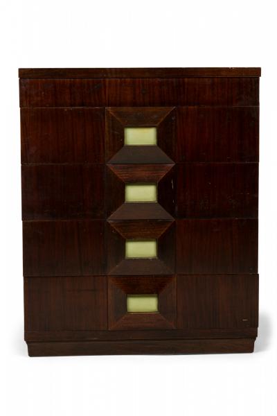 Andr Sornay Andre Sornay French Mahogany Veneer Faceted Front Highboy Chest Dresser