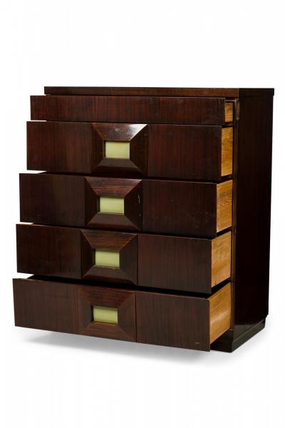 Andr Sornay Andre Sornay French Mahogany Veneer Faceted Front Highboy Chest Dresser