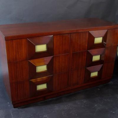 Andr Sornay French Modern Mahogany and Parchment 6 Drawer Chest Andre Sornay new trade pub