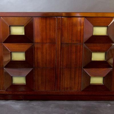 Andr Sornay French Modern Mahogany and Parchment 6 Drawer Chest Andre Sornay new trade pub