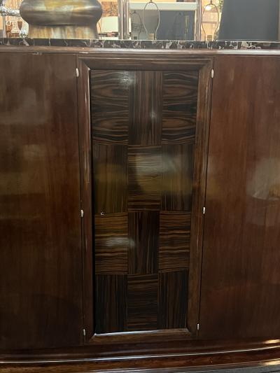 Andr Sornay MASSIVE FRENCH ART DECO EXOTIC WOOD AND BLACK MARBLE BUFFET