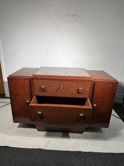 Andr Sornay MODERNIST FRENCH ART DECO MAHOGANY AND MARBLE CABINET