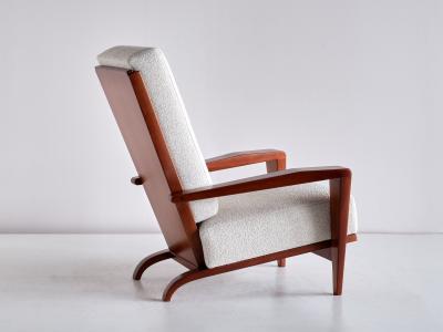 Andr Sornay Pair of Andr Sornay Armchairs in Sapele Mahogany and Boucl France 1950s