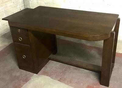Andr Sornay Style of Andre Sornay Modernist Oak Desk with a Side Shelf