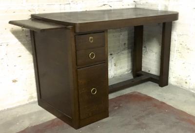 Andr Sornay Style of Andre Sornay Modernist Oak Desk with a Side Shelf