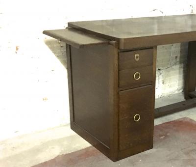 Andr Sornay Style of Andre Sornay Modernist Oak Desk with a Side Shelf