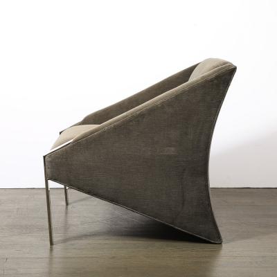 Andr e Putman Mid Century Angular Club Chairs W Polished Nickel Supports by Andr e Putman