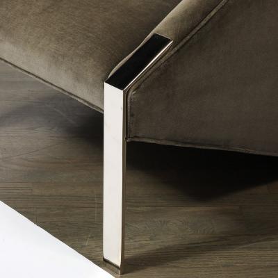 Andr e Putman Mid Century Angular Club Chairs W Polished Nickel Supports by Andr e Putman