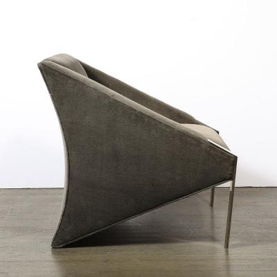 Andr e Putman Mid Century Angular Club Chairs W Polished Nickel Supports by Andr e Putman