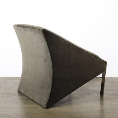 Andr e Putman Mid Century Angular Club Chairs W Polished Nickel Supports by Andr e Putman