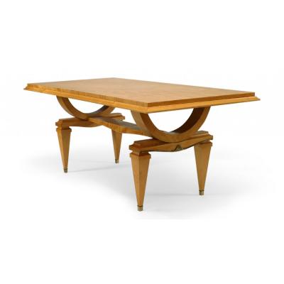 Andre Arbus French Mid Century Ormolu Mounted Sycamore Dining Table