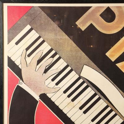 Andre Daude Art Deco Lithograph Posted Entitled Pianos Daude by Andre Daude