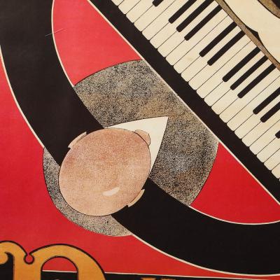 Andre Daude Art Deco Lithograph Posted Entitled Pianos Daude by Andre Daude
