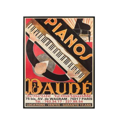 Andre Daude Art Deco Lithograph Posted Entitled Pianos Daude by Andre Daude