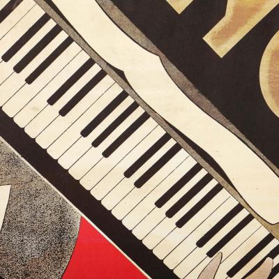Andre Daude Art Deco Lithograph Posted Entitled Pianos Daude by Andre Daude