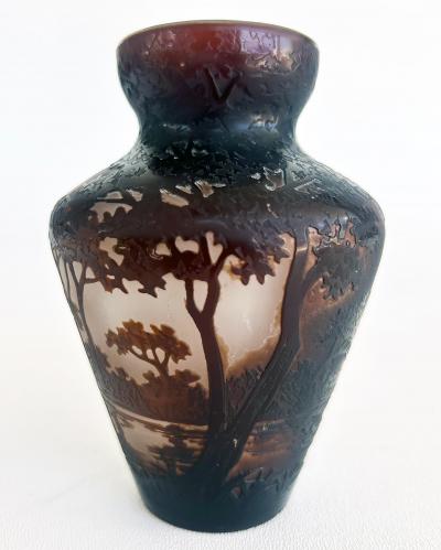 Andre Delatte Andre Delatte Nancy Acid Etched Cameo Glass Vase France