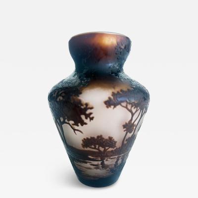 Andre Delatte Andre Delatte Nancy Acid Etched Cameo Glass Vase France