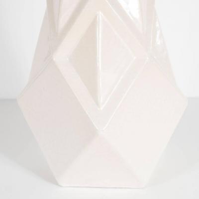 Andre Fau Art Deco Cubist Style Crackle Cr me Ceramic Vase by Andre Fau