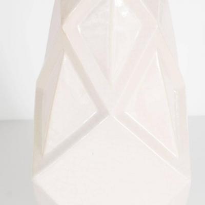 Andre Fau Art Deco Cubist Style Crackle Cr me Ceramic Vase by Andre Fau