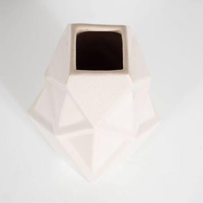 Andre Fau Art Deco Cubist Style Crackle Cr me Ceramic Vase by Andre Fau