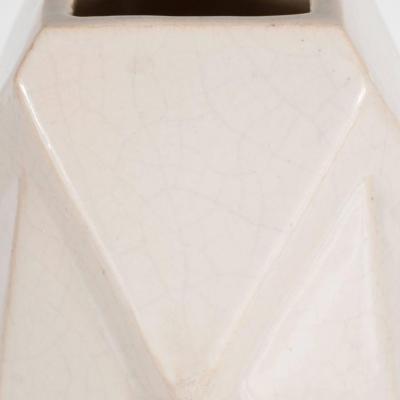 Andre Fau Art Deco Cubist Style Crackle Cr me Ceramic Vase by Andre Fau