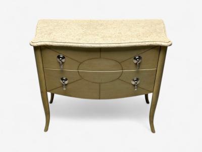 Andre Groult Style Art Deco Parchment Paper Faux Stone Nightstand 1990s