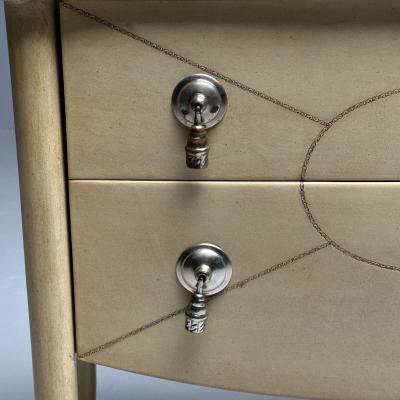 Andre Groult Style Art Deco Parchment Paper Faux Stone Nightstand 1990s