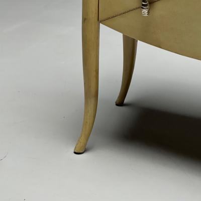 Andre Groult Style Art Deco Parchment Paper Faux Stone Nightstand 1990s