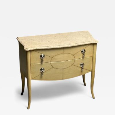 Andre Groult Style Art Deco Parchment Paper Faux Stone Nightstand 1990s