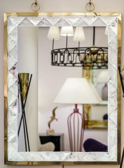 Andre Hayat Andr Hayat Mirror Model Las Vegas with Triangle Pyramid Rock Crystal