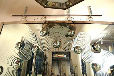 Andre Hayat Andr HayatSpectacular Large Bubble Mirror with Engraved Wave Design
