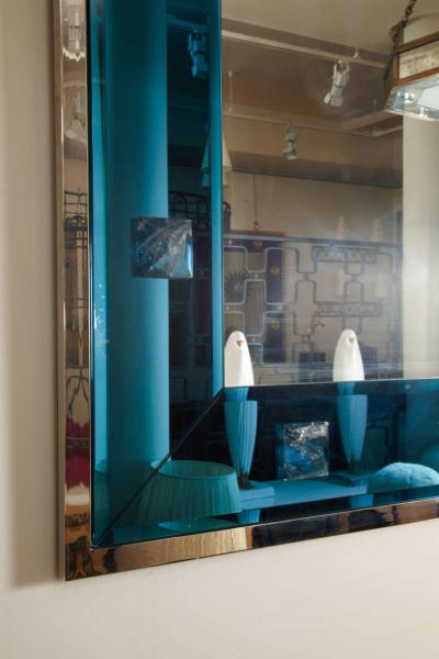 Andre Hayat Andre Hayat Beveled Deep Blue Mirror with Rock Crystal